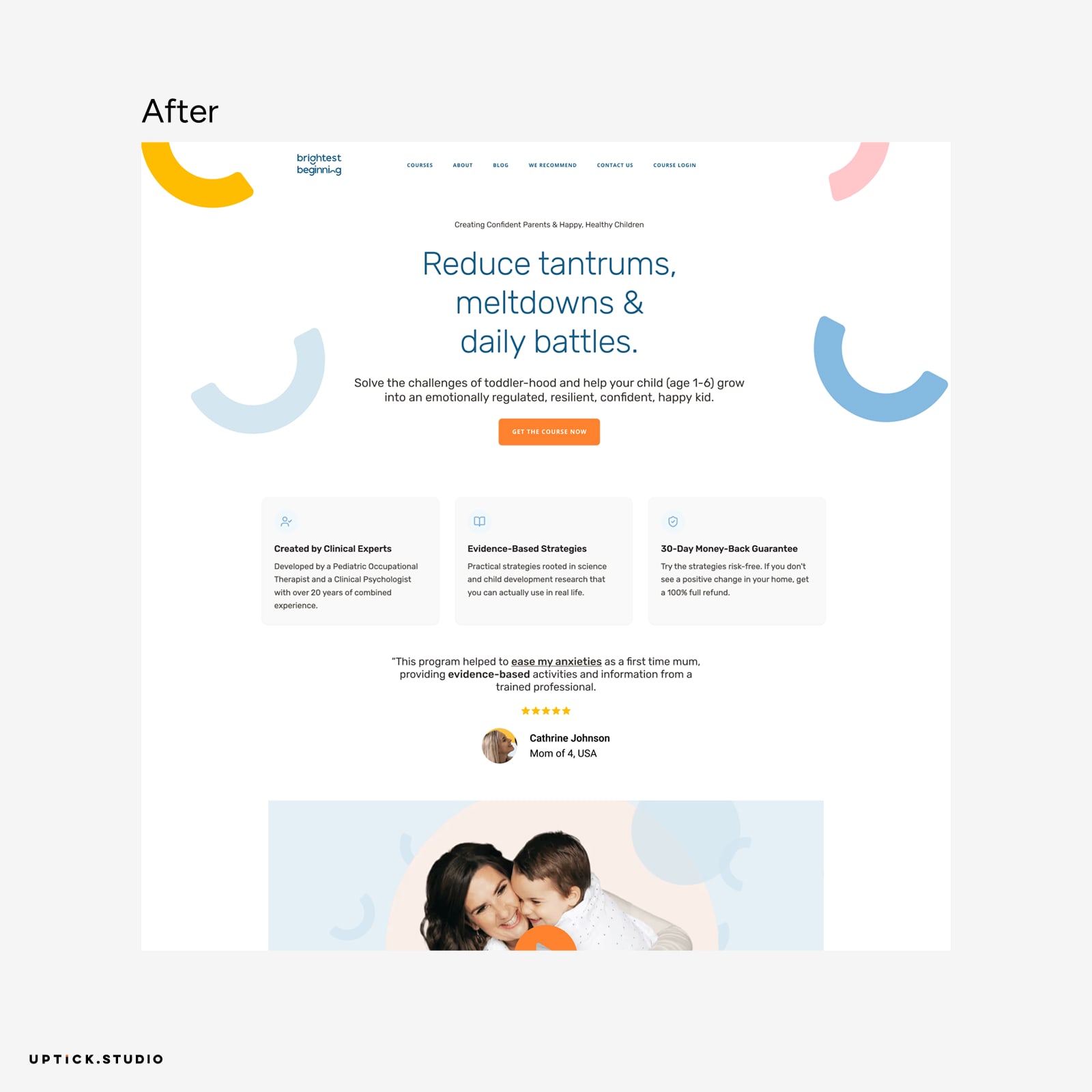 Proposed redesigned landing page